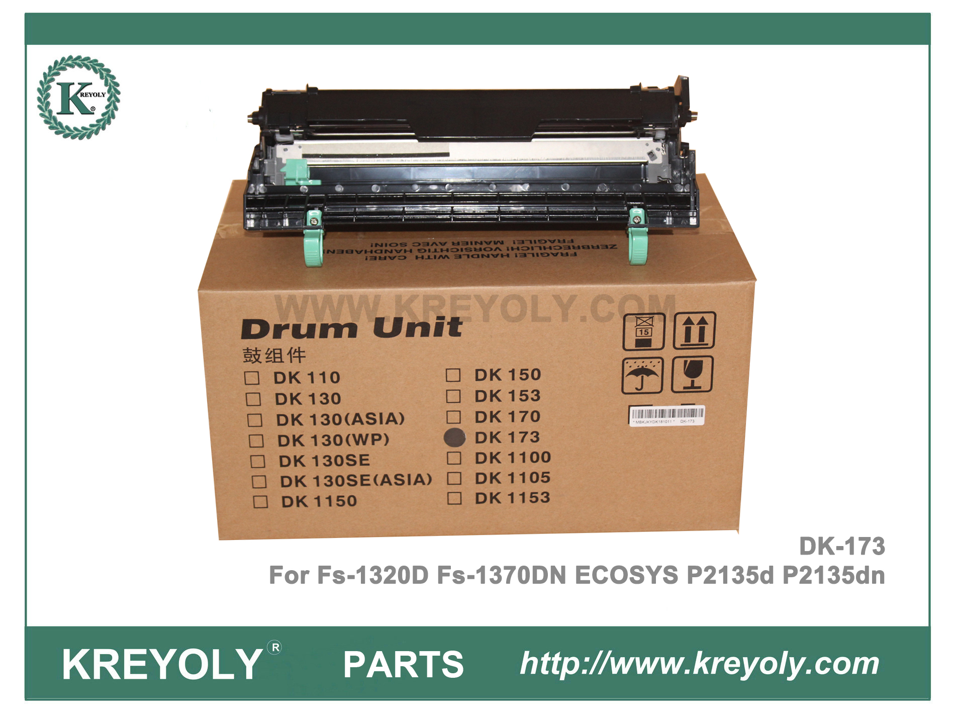 Song-s Compatible Kyocera DR-173 Toner Cartridge Applicable to Kyocera FS-1320D 1370DN P2135dn Copier Drum Holder Black